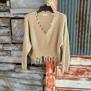 Coco and Jaimeson frayed crop sweater